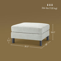 Homcom Module For Modular Sectional Sofa, Ottoman With Wood Legs And Pocket Spring For Living Room, Bedroom, Cream White Cream White Polyester