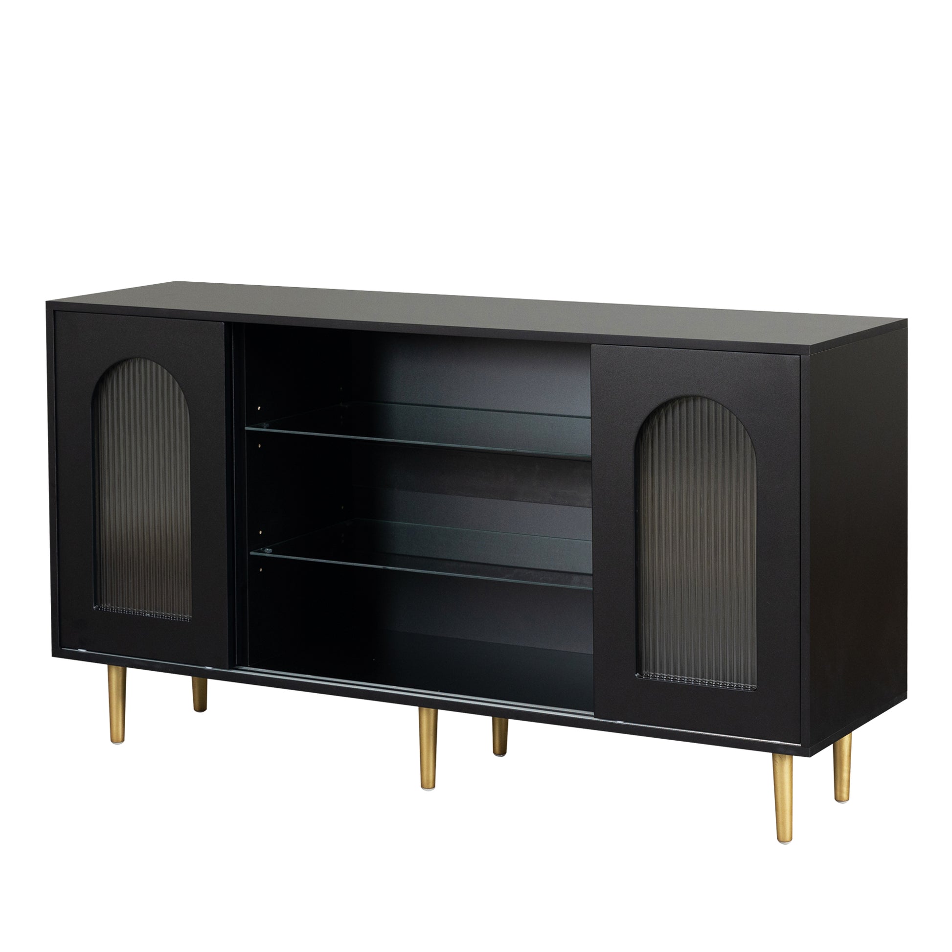 Dresser Drawer Cabinet,Bar Cabinet,Lockers,Sideboard,Buffet Sideboard,Buffet Service Desk,Storagecabinet,Changhong Glass Sliding Door, For Bedroom, Living Room, Kitchen Corridor, Color: Black 5 Or More Spaces Barn Door Black Primary Living Space Glass