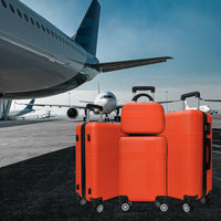 Luggage 4 Piece Set With Spinner Wheels, Hardshell Lightweight Suitcase With Tsa Lock,Checked Luggage,Orange 12 20 24 28In Orange Abs