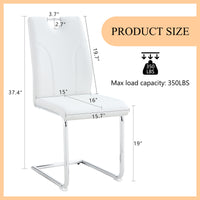 White Pu Dining Chair Set.Uniquely Designed White Dining Chairs. Pu Material, Paired With Silver Metal Chair Legs. Suitable For Offices, Restaurants, Kitchens, Conference Rooms, Etc. Set Of 4 White