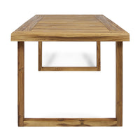 Outdoor 69" Acacia Wood Dining Table, Sandblast Natural Finish Natural Acacia Wood