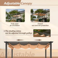 10' X 10' Aluminum Patio Pergola With Retractable Pergola Canopy, Backyard Shade Shelter For Porch, Outdoor Party, Garden, Grill Gazebo, Khaki Khaki Aluminium