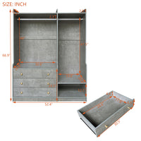 Open Wooden Wardrobe Storage For Bedroom, Gray Gray Particle Board