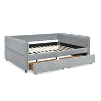 Daybed With Trundle Upholstered Tufted Sofa Bed, With Two Drawers, Queen Size, Boucle Fabric, Grey 88"X65.5"X29.5" Grey Boucle