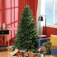 Homcom 6Ft Artificial Christmas Tree With 1821 Tips, Foldable Metal Stand, Easy Assembly, Hinged Xmas Tree For Home, Office, Holiday, Green Green Plastic
