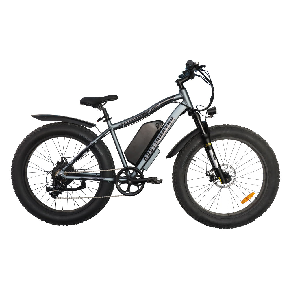 Aostirmotor S07 Max 26" 1000W Electric Bike Fat Tire P7 48V 20Ah Removable Lithium Battery For Adults With Detachable Rear Rack Fender Gray Gray Aluminium