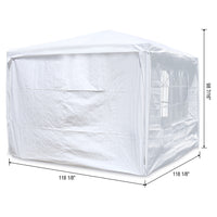 10'X10' Party Tent Outdoor Heavy Duty Gazebo Wedding Canopy 4 Removable Walls White Polypropylene