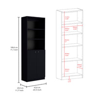 Lecanto 3 Piece Home Bookcase Set, 74" Wide With 13 Shelves And Two Door Cabinetliving Room Set Set Black Black Particle Board