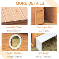 Outsunny Wooden Playhouse For Kids Outdoor With Working Door, Windows, Mailbox, Bench, Flowers Pot Holder, 48" X 42.5" X 53" Yellow Wood