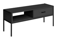 Tv Stand, 48 Inch, Console, Media Entertainment Center, Storage Drawer, Living Room, Bedroom, Black Laminate, Black Metal, Contemporary, Modern Black 80 89 Inches Particle Board