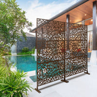 Outdoor & Indoor Privacy Screen Metal Privacy Screen 76" H 48" W, Freestanding Decorative Privacy Screen For Deck Balcony Patio, Privacy Fence Panels For Outside Lawn Garden Ps102 Brown Brown Steel