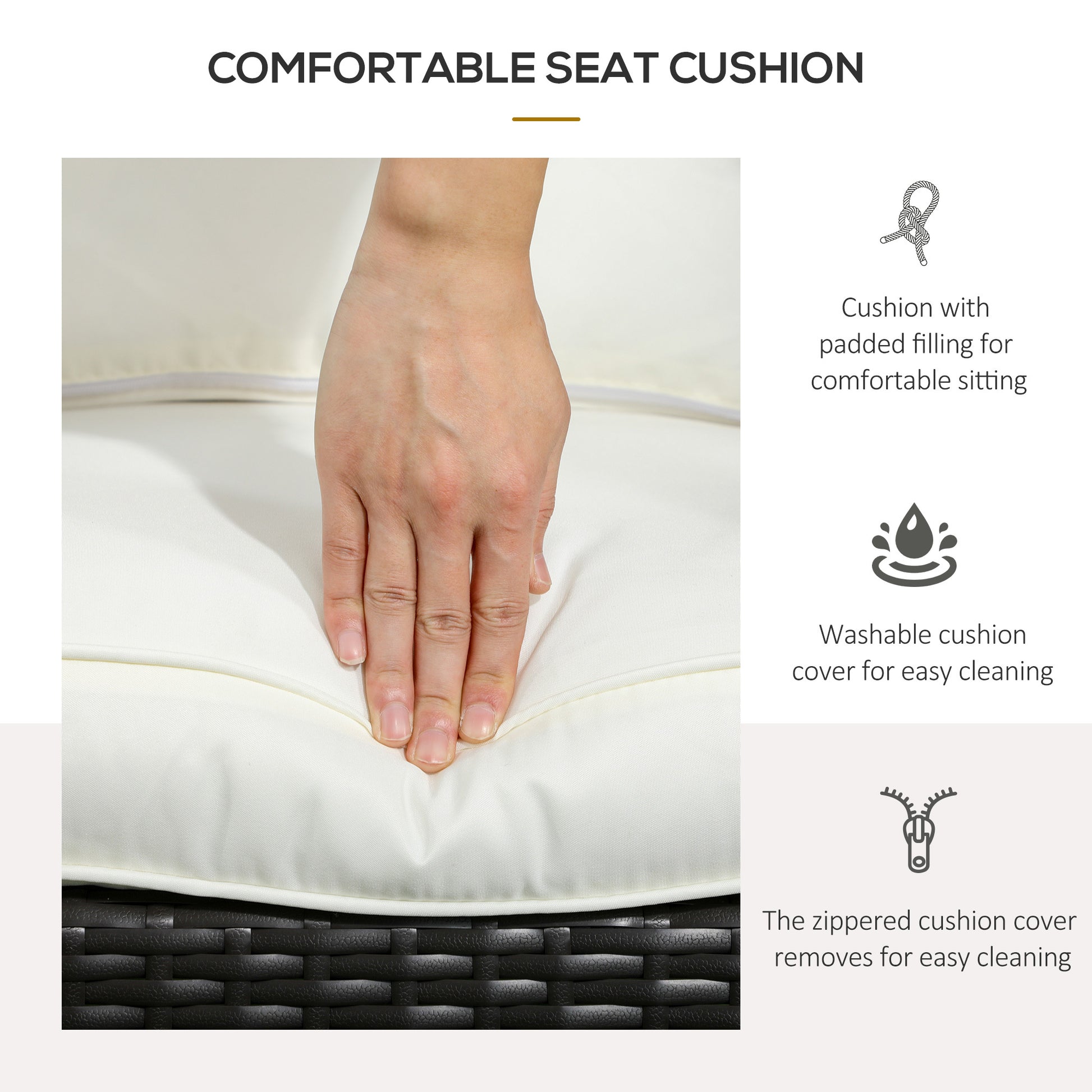 Outsunny Patio Wicker Adirondack Chair, Outdoor All Weather Rattan Fire Pit Chair W Soft Cushions, Tall Curved Backrest And Comfortable Armrests For Deck Or Garden, Cream White Cream White Steel