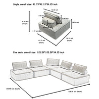 Modern Modular L Shaped Chenille Sofa With Movable Cushions, Hidden Legs, And Spring Cushions Customizable For Living Room And Multiple Spaces Beige Color Beige Chenille 5 Seat