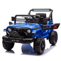 12V Kids Ride On Electric Truck Car W Parents Control,2Wd,Four Wheel Suspension,Early Education Function,Adjustable Volume,Usb,Mp3,Bluetooth,Microphone Jack,Power Display,Led Lights For Kids Aged 3. Blue Polypropylene