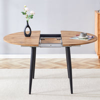 With A Clever Retractable Mechanism, The Mdf Table Top Is Made Of Black Metal Legs And Has A Smooth And Delicate Surface. The Unique Look Creates The Sleekof A Modern Home. Wood Mdf Metal