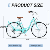 7 Speed, Steel Frame, Multiple Colors 24 Inch Ladies Bicycle Cycling Blue Green Garden & Outdoor Steel