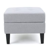Storage Ottoman Light Grey Fabric