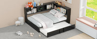 Metal Full Size Daybed With Trundle, Storage Cabinets And Usb Ports, Black Full Black Metal