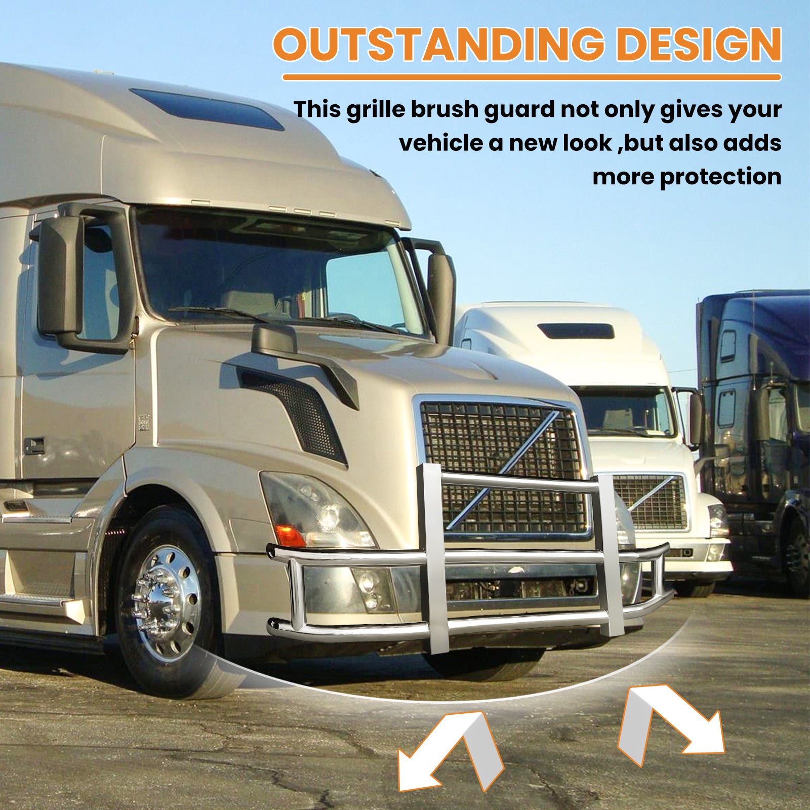 Stainless Steel Deer Guard Bumper For Freightliner Cascadia 2008 2017 With Brackets Chrome Stainless Steel