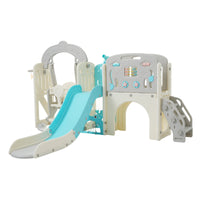 Toddler Slide And Swing Set 10 In 1, Kids Slide For Toddler Age 1 3 With Basketball Hoop, Kids Slide Playset Structure,Arch Tunnel And Telescope, Toy Storage Organizer For Toddlers Blue 50 99 Lbs Cute 1 To 2 Years Hdpe Indoor & Outdoor Use