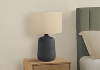 Lighting, 24"H, Table Lamp, Black Ceramic, Beige Shade, Contemporary Black Ceramic