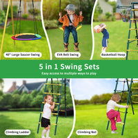 Indoor Outdoor Metal Swing Set With Safety Belt For Backyard Multicolor Steel