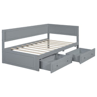 Twin Size Wood Daybed With 2 Drawers And Guardrail, Gray Gray Solid Wood Mdf