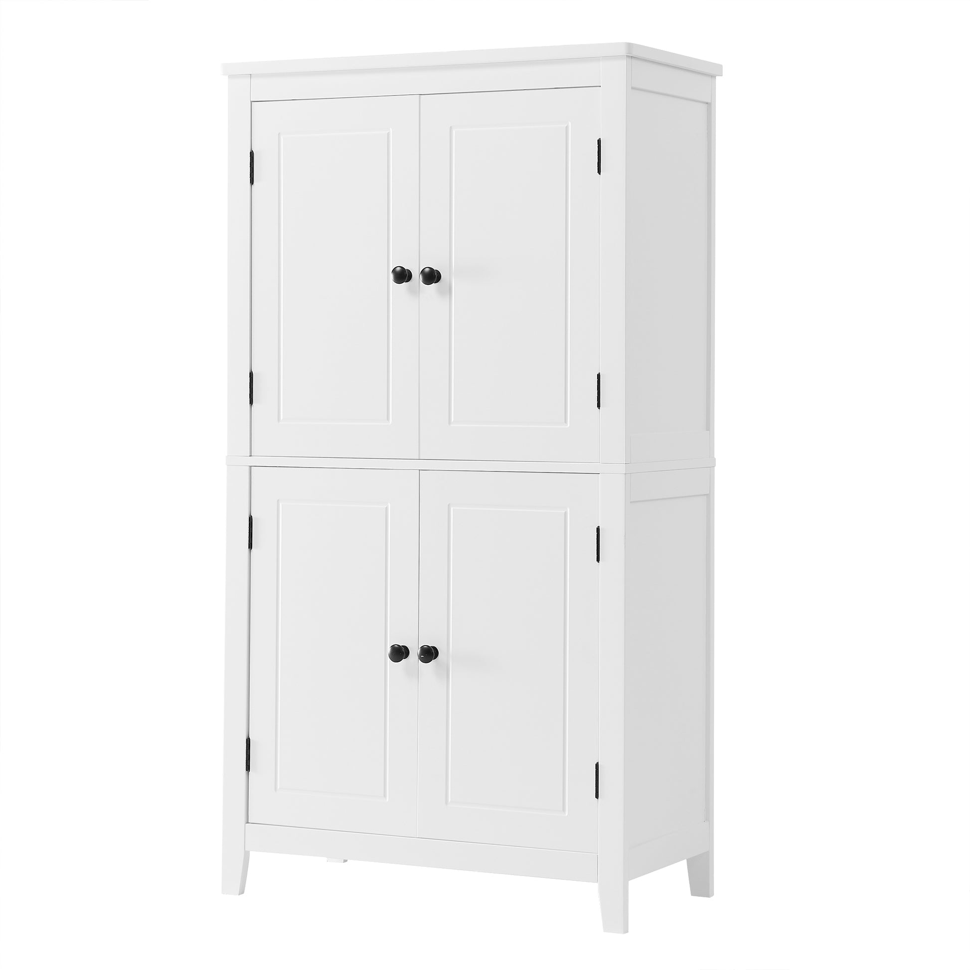 Elegant Bathroom Floor Storage Cabinet, Bathroom Storage Unit, Freestanding Cabinet With 4 Doors, Adjustable Shelves, Adaptable Shelves, White White Mdf