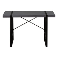 Computer Desk, Home Office, Laptop, 48"L, Work, Grey Laminate, Black Metal, Contemporary, Modern Grey Particle Board