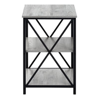 Accent Table, Side, End, Nightstand, Lamp, Living Room, Bedroom, Grey Laminate, Black Metal, Contemporary, Modern Grey Metal