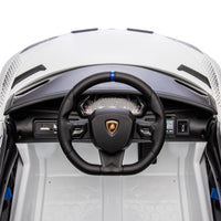 12V Kids Ride On Car W Parents Remote Control,Licensed Lamborghini Aventador Xago,Hydraulic Pressure Door,Slow Start,Early Education,Bluetooth,Adjustable Volume,Mp3,Usb,Led Lights For Kids Aged 3 8. White 50 99 Lbs Polypropylene