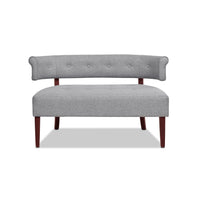 Jared Roll Arm Tufted Bench Settee, Light Grey Polyester Gray Foam Polyester