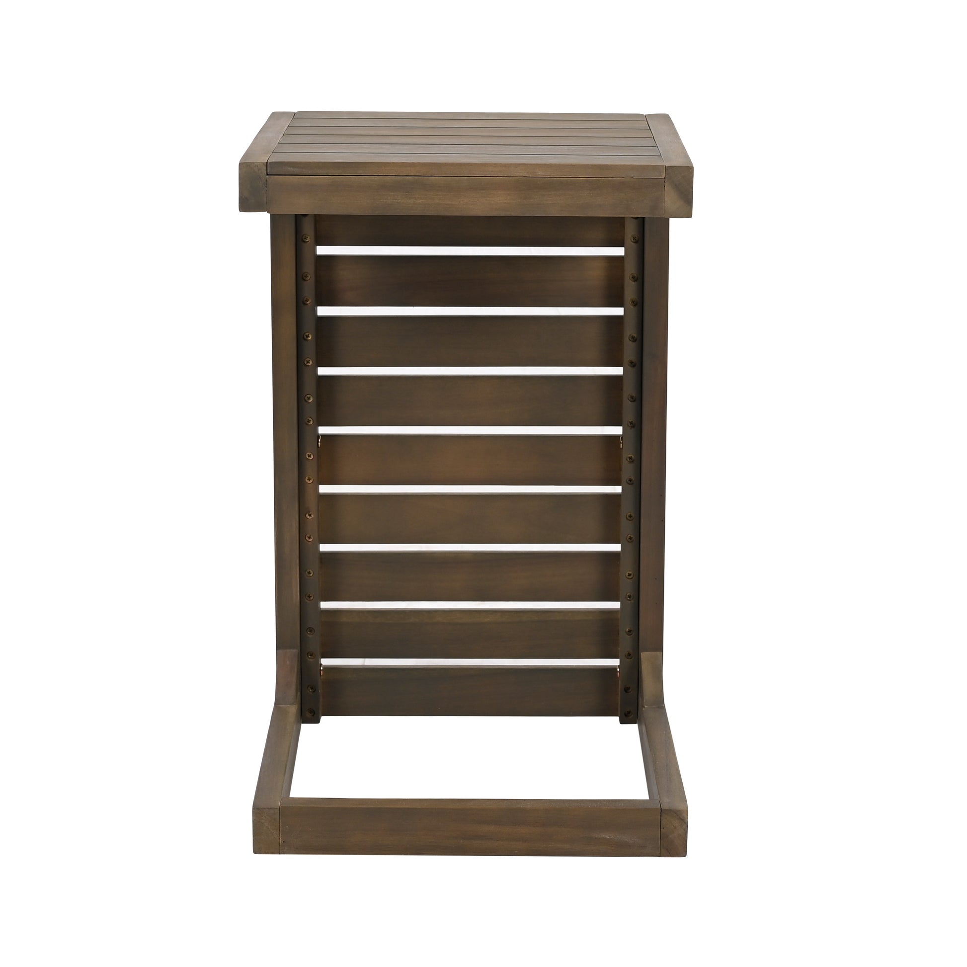 C Shape End Table Grey Grey Acacia Wood