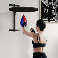 Soozier Adjustable Speed Bag Platform, Wall Mounted Punching Bag With 360 Degree Swivel For Home Fitness Blue Mdf Steel