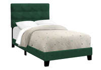 Bed, Twin Size, Upholstered, Bedroom, Frame Only, Youth, Teen, Juvenile, Green Velvet, Transitional Green Foam Velvet