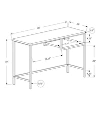 Computer Desk, Home Office, Laptop, 48"L, Work, White Laminate, Grey Metal, Contemporary, Modern White Mdf