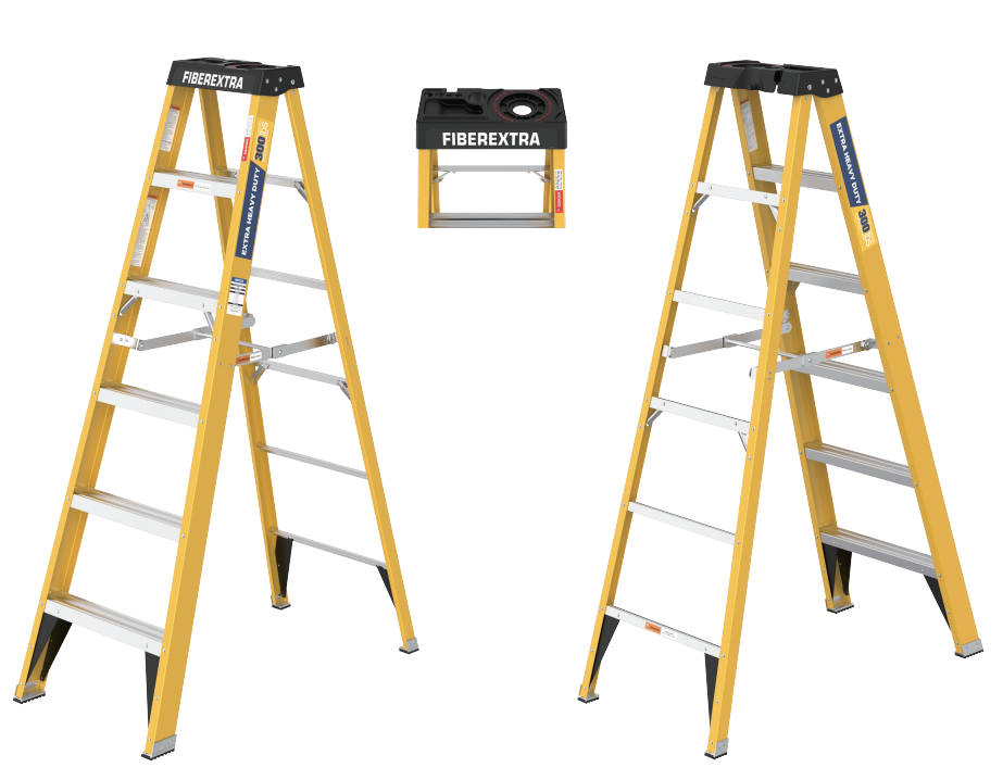 6 Fibreglass Step Ladder Series 300Lbs Yellow Fiberglass