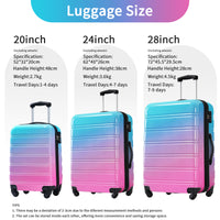 Hardshell Luggage Sets 3 Piece Gradient Color Expandable Suitcase With Spinner Wheels And Tsa Lock Lightweight 20" 24" 28" Available,Blue And Red Blue Red Abs