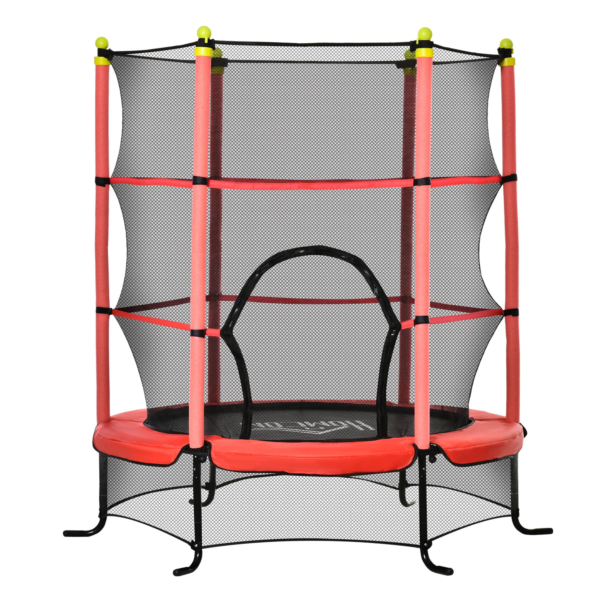 Soozier 5.3' Kids Trampoline, 64" Indoor Trampoline For Kids With Safety Enclosure For 3 10 Year Olds, Indoor & Outdoor Use, Red Red Steel