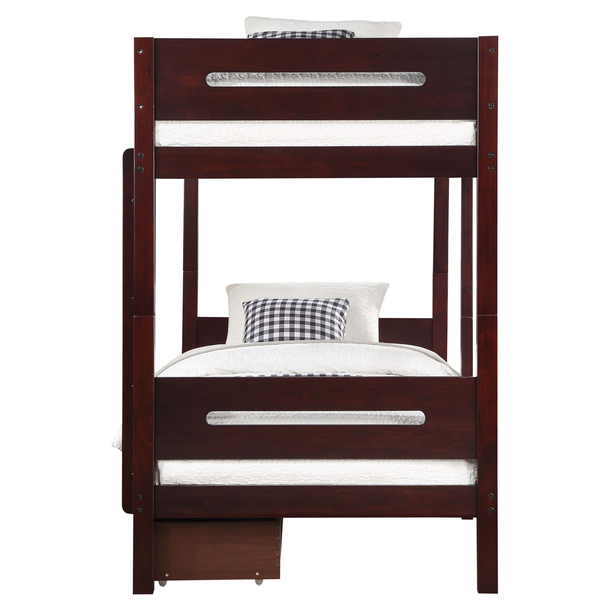 Espresso Twin Twin Bunk Bed With Ladder Espresso Bedroom Contemporary Wood