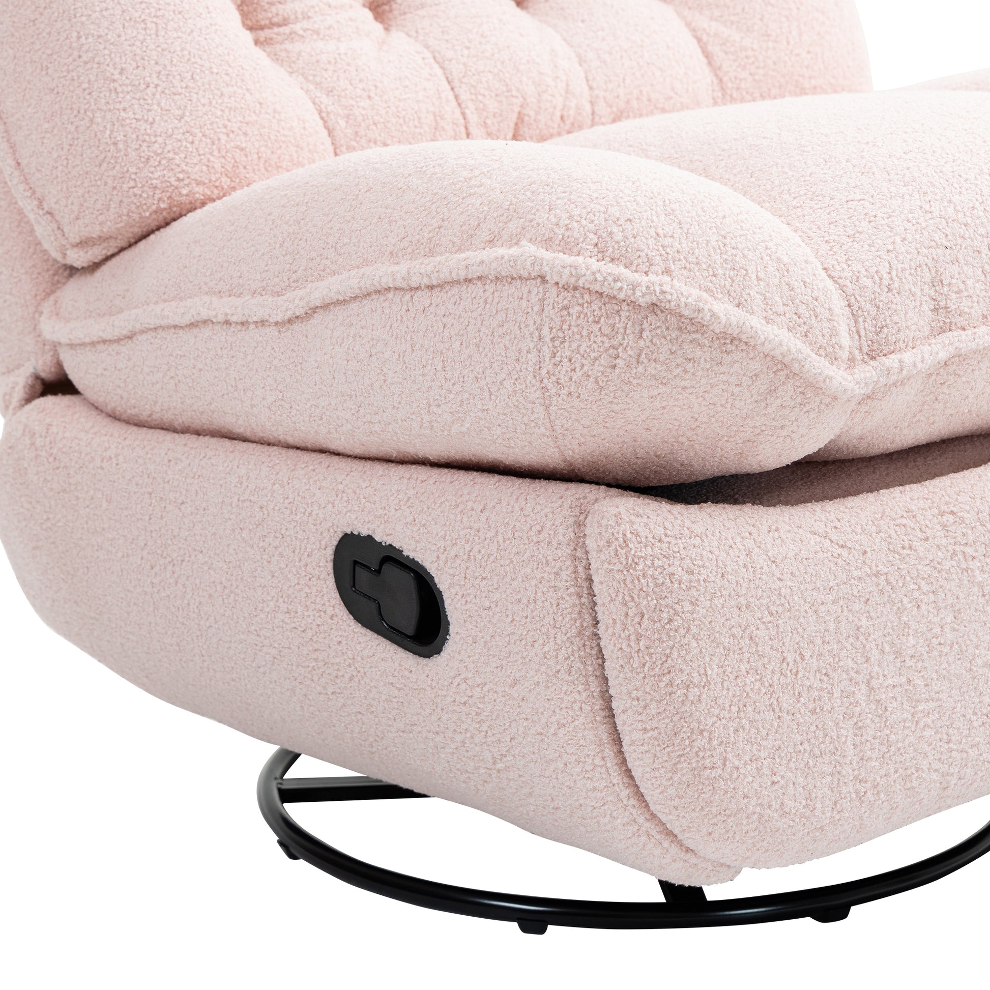 360 Swivel Recliner Adjustable Chair Chenille Glider Swivel Reclining Sofa Chair With Black Metal Round Base Pink Pink Foam Upholstered