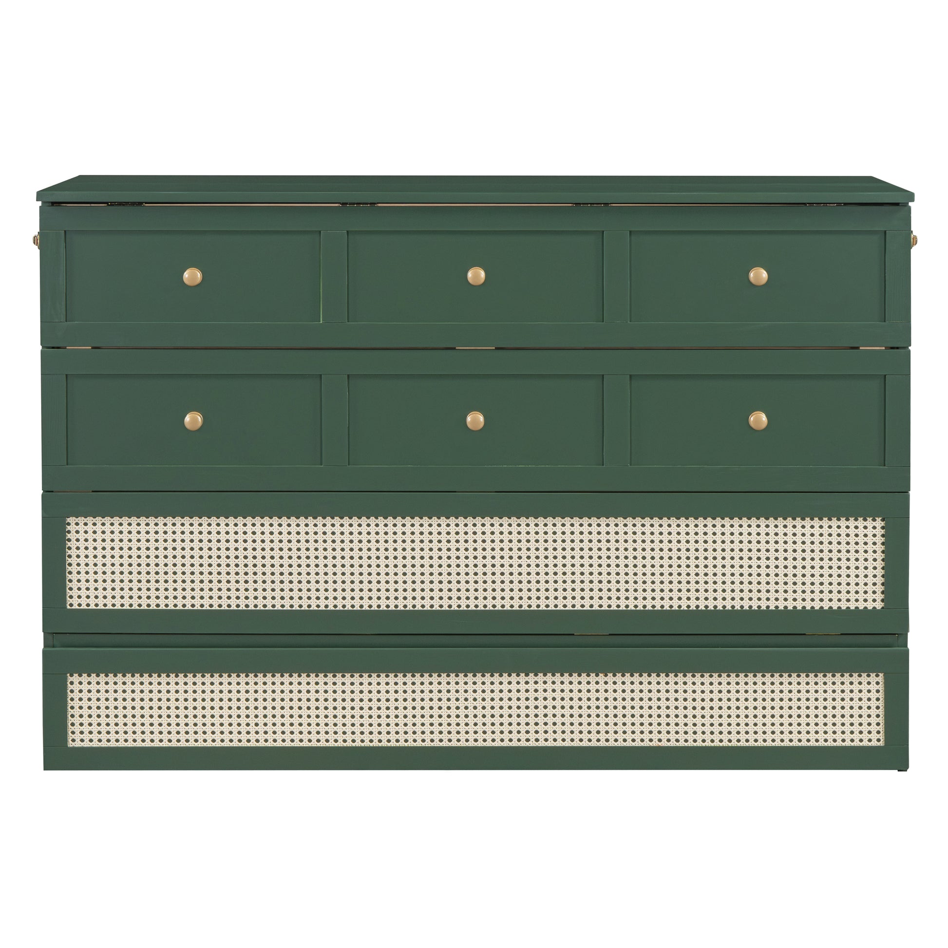 Queen Murphy Bed With Large Drawers,Green Queen Green Plywood