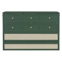 Queen Murphy Bed With Large Drawers,Green Queen Green Plywood