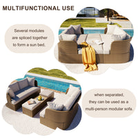 Customizable Outdoor Patio Furniture Set, Wicker Furniture Sofa Set With Thick Cushions, Suitable For Backyard, Porch. Yes Beige Garden & Outdoor Complete Patio Sets Hdpe
