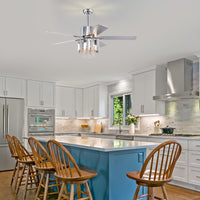 Crystal Ceiling Fan Reversible Blades 3 Wind Speeds Remote Control For Bedroom Living Dining Room Chrome Chrome American Design,American Traditional,Retro,Traditional,Vintage Crystal Iron