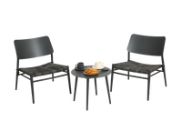 Aluminium 3 Piece Patio Set Bistro Table And Chairs Setbackyard, Garden, Living Room, Light Gray Grey Steel