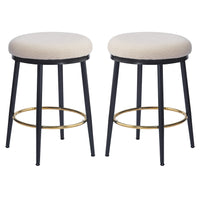 24.75'' Modern Counter Stools Set Of 2,White Counter Stools With Iron Frame,Sponge Cushion,Footrest,Suitable For Kitchen Bedroom Dining Room. Metal White Kitchen Round Modern Set Of 2 Fiber Foam