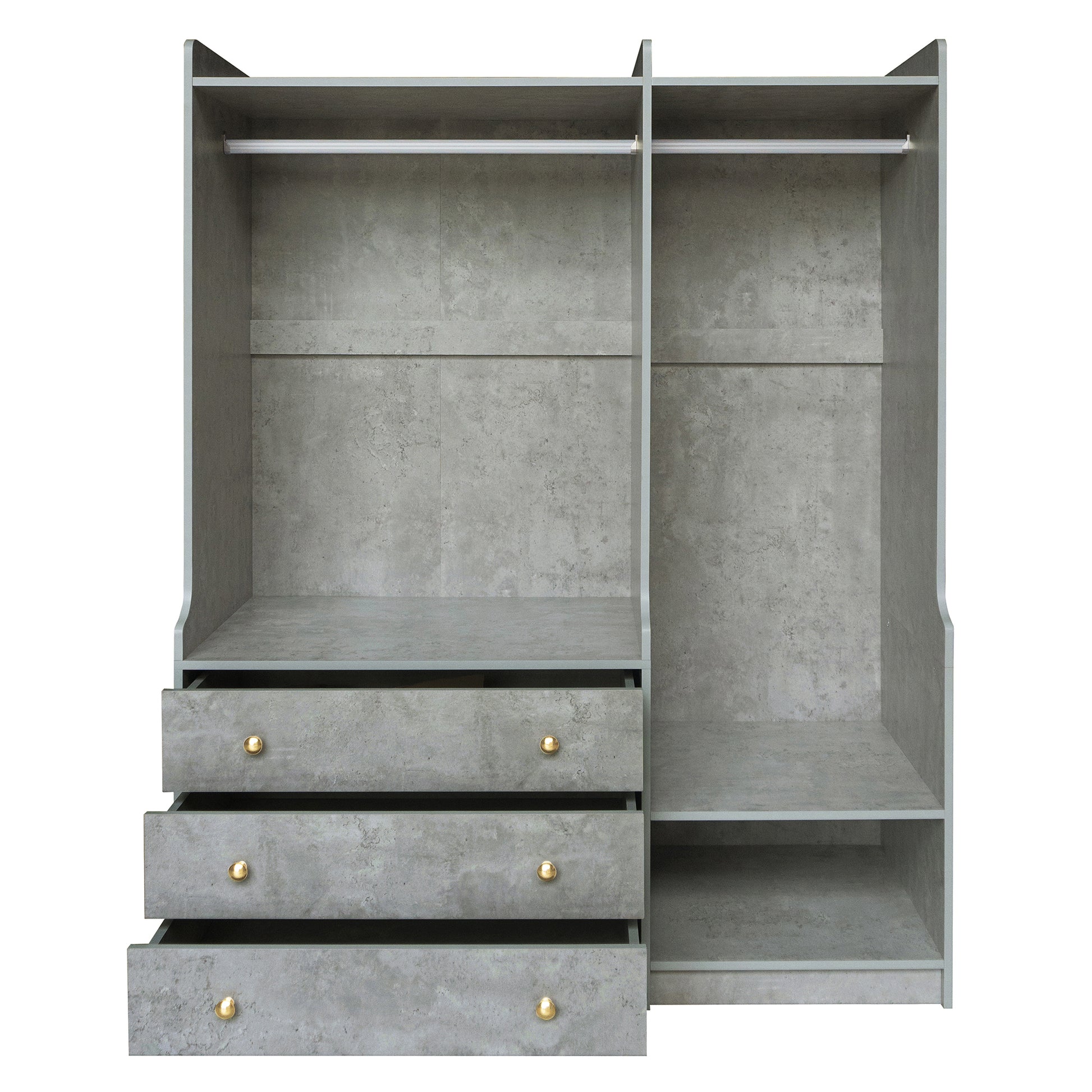 Open Wooden Wardrobe Storage For Bedroom, Gray Gray Particle Board