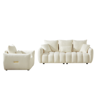 3 Seater 1 Seater Combo Sofa Modern Living Room Sofa, Teddy Sofa, Wooden Frame, 4 Cushions, Apartment Sofa Furniture Beige Wood Primary Living Space Pine Foam Fabric 4 Seat