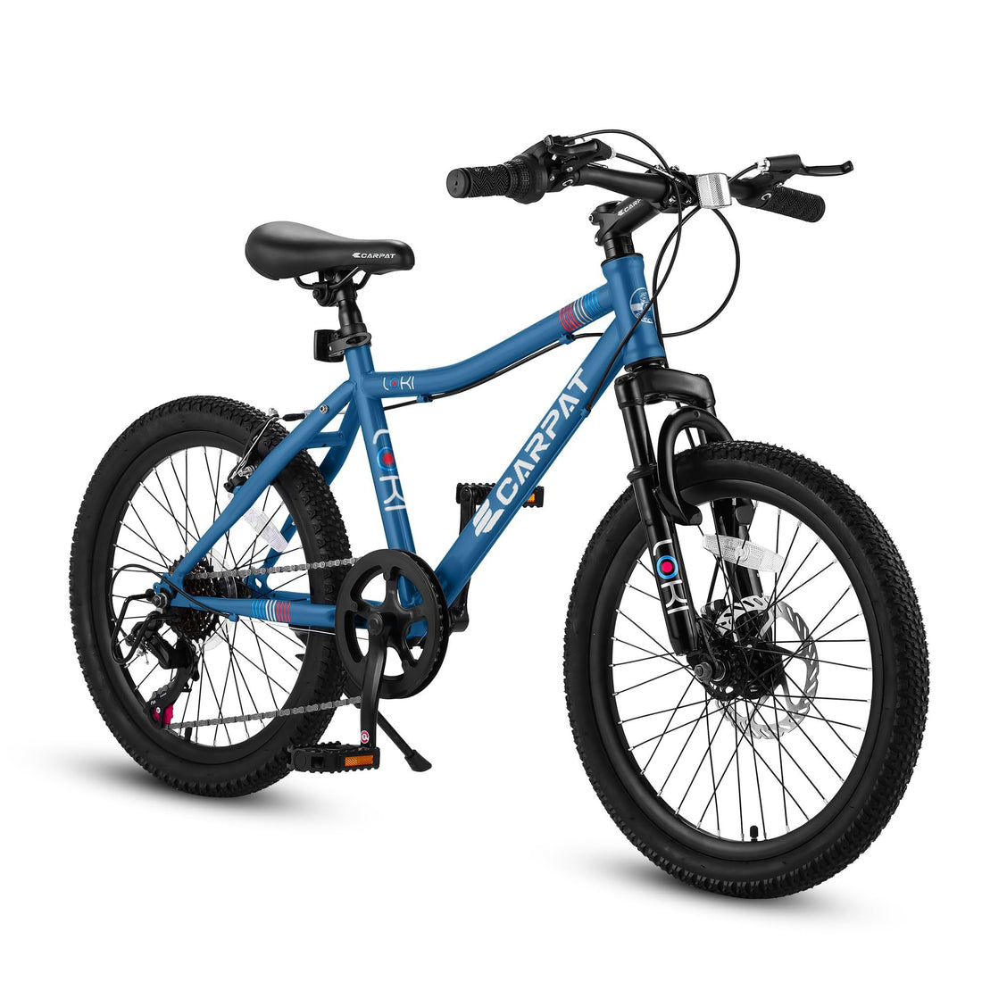 S20101 Ecarpat 20 Inch Kids Bike, Boys Girls Mountain Bike Ages 8 12, 7 Speed Teenager Children Kids' Bicycles, Front Suspension Disc U Brake, 14 Inch Height Steel Frame Blue Polyurethane Foam Carbon Steel
